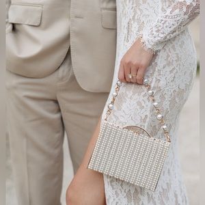 Nordstrom Issa Pearl & Crystal Clutch